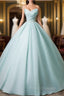 A-Line Beads Blue Long Formal Prom Dress, Blue Long Formal Dress