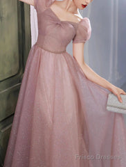A-Line Beautiful Back Elegant Prom Formal Evening Birthday Dress Sweetheart Neckline Short Sleeve Floor Length Lace With Beading  / Puff Balloon Sleeve