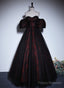 A-Line Black And Red Lace Sweetheart Evening Dress, Black And Red Prom Dress