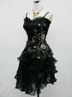 A Line Black Ruffle Short Prom Dress Homecoming Dress