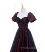 A-line Black Tulle Long Formal Prom Dress Evening Dress