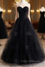 A-Line Black Tulle Sweetheart Formal Prom Dress