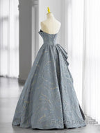 A-Line Blue-Grey Sweetheart Long Formal Party Dress Floor Length Tulle Formal Prom Dress