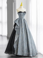 A-Line Blue-Grey Sweetheart Long Formal Party Dress Floor Length Tulle Formal Prom Dress