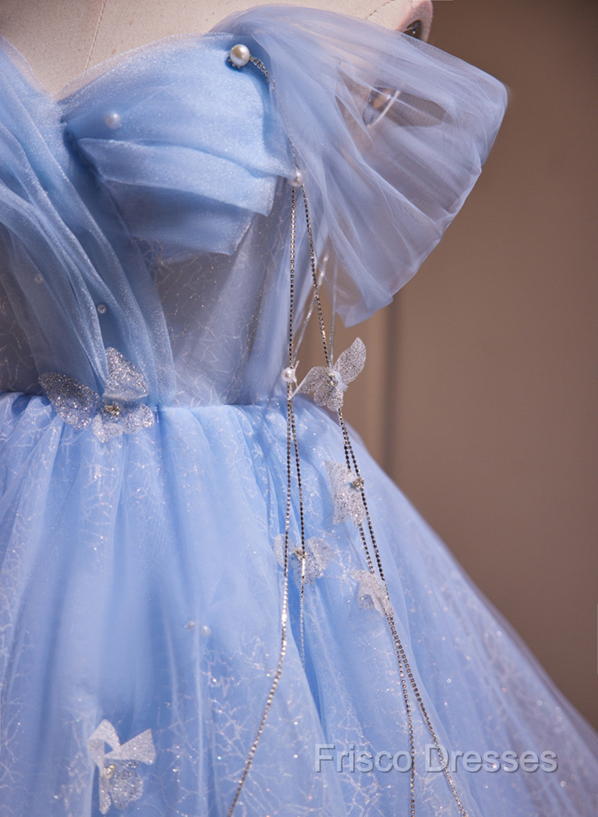 A-Line Blue Short Off Shoulder Knee Length Homecoming Dress, Blue Short Formal Prom Dress