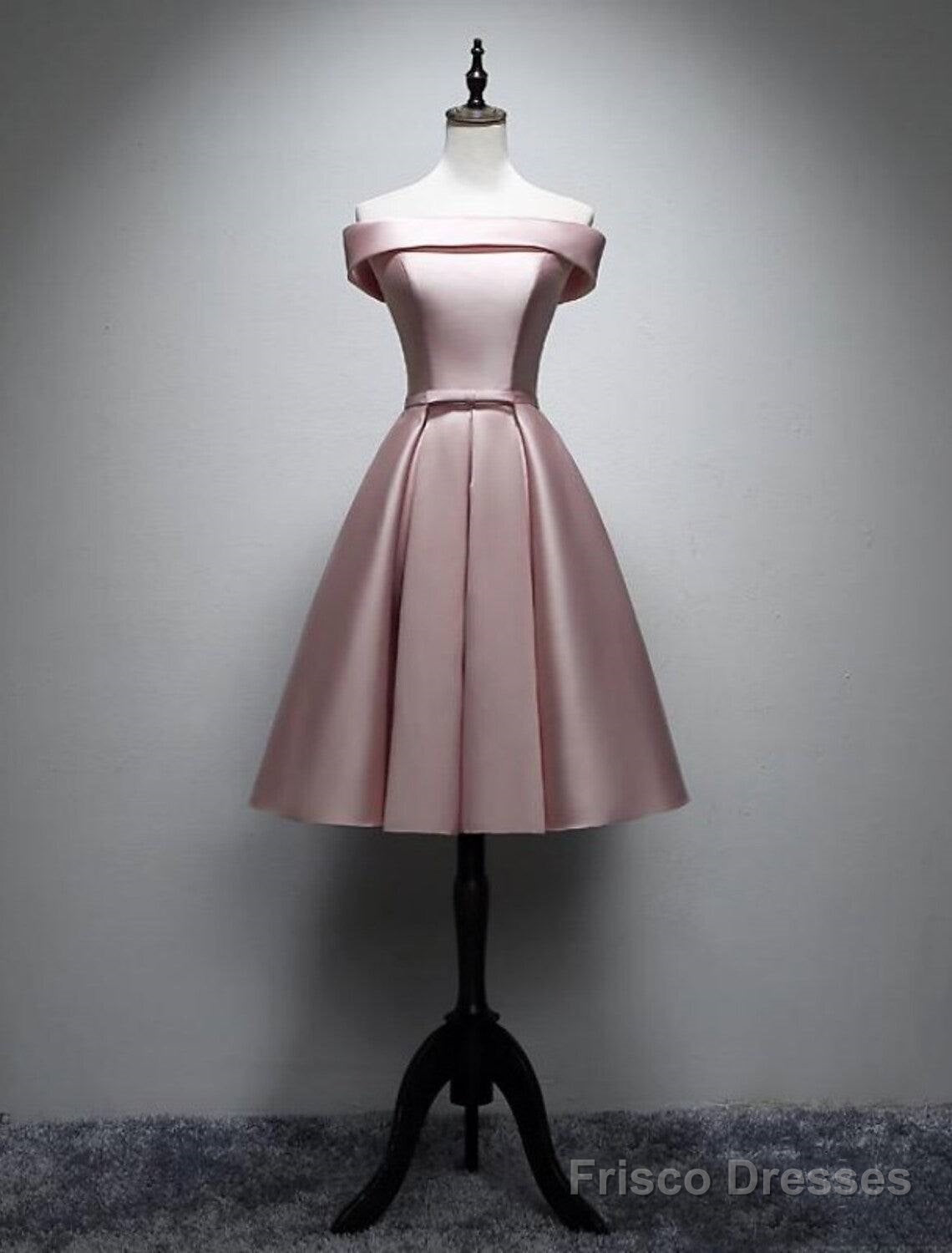 A-Line Bridesmaid Dress Off Shoulder Sleeveless Elegant Tea Length Satin With Bow(S) / Pleats