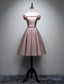 A-Line Bridesmaid Dress Off Shoulder Sleeveless Elegant Tea Length Satin With Bow(S) / Pleats