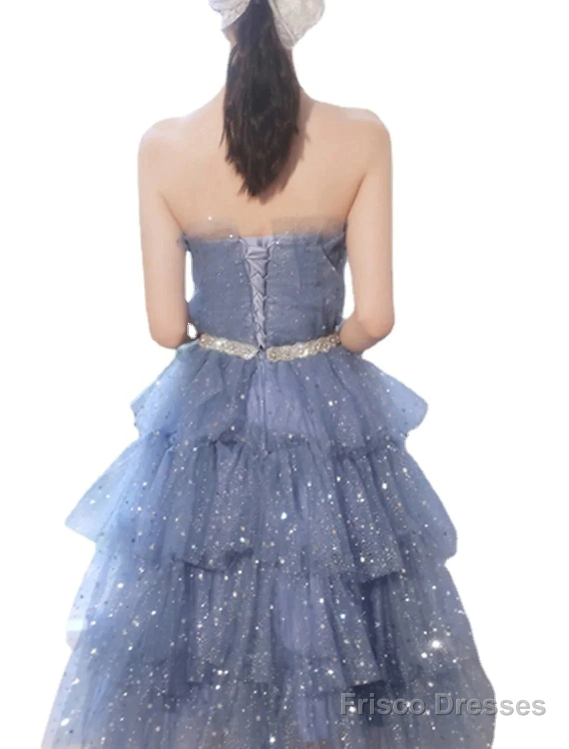 A-Line Bridesmaid Dress Strapless Sleeveless Elegant Knee Length Tulle / Sequined With Sash / Ribbon / Sequin