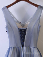 A-Line Bridesmaid Dress V Neck Sleeveless Elegant Floor Length Tulle With Beading / Appliques