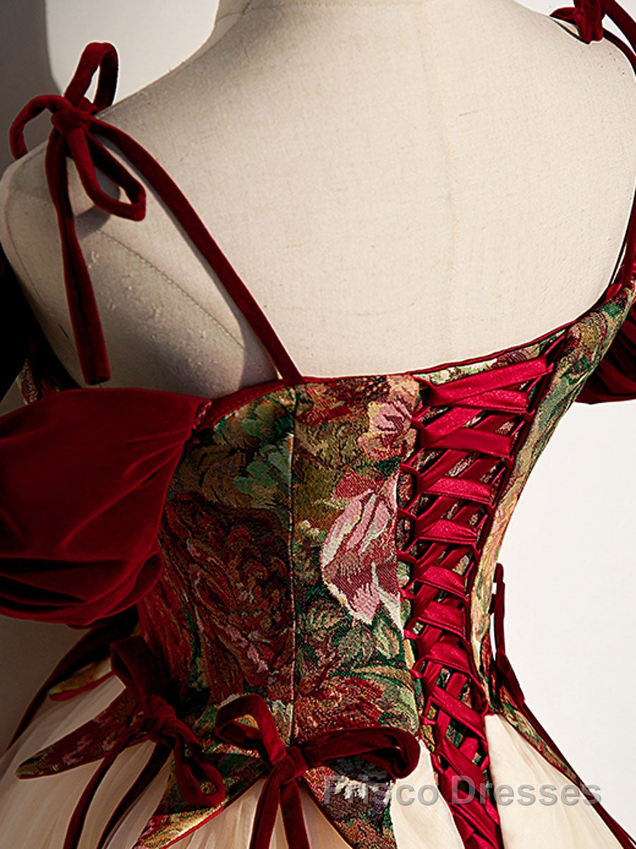 A line  champagne long Formal Prom Dresses, champagne tulle formal evening Dresses