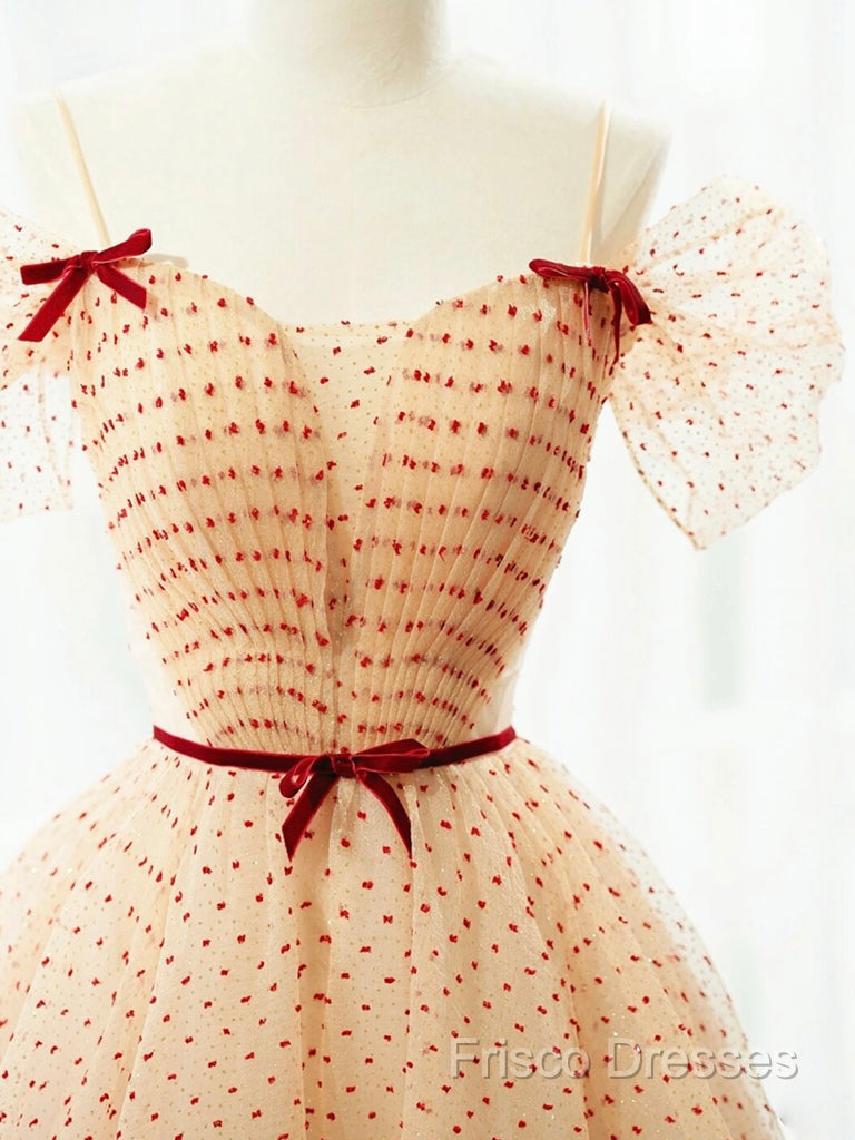 A-Line Champagne Tulle Long Formal Prom Dress, Champagne Long Formal Dress Secondary image