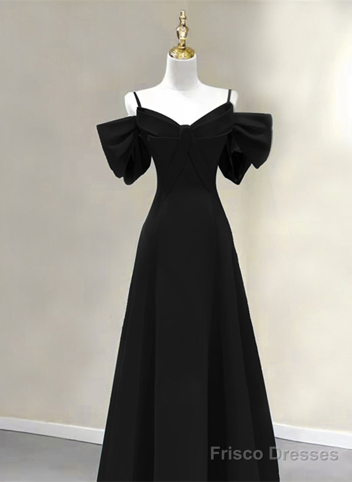 A-Line Chiffon Black Off Shoulder Sweetheart Prom Dress, Black Chiffon Party Dress