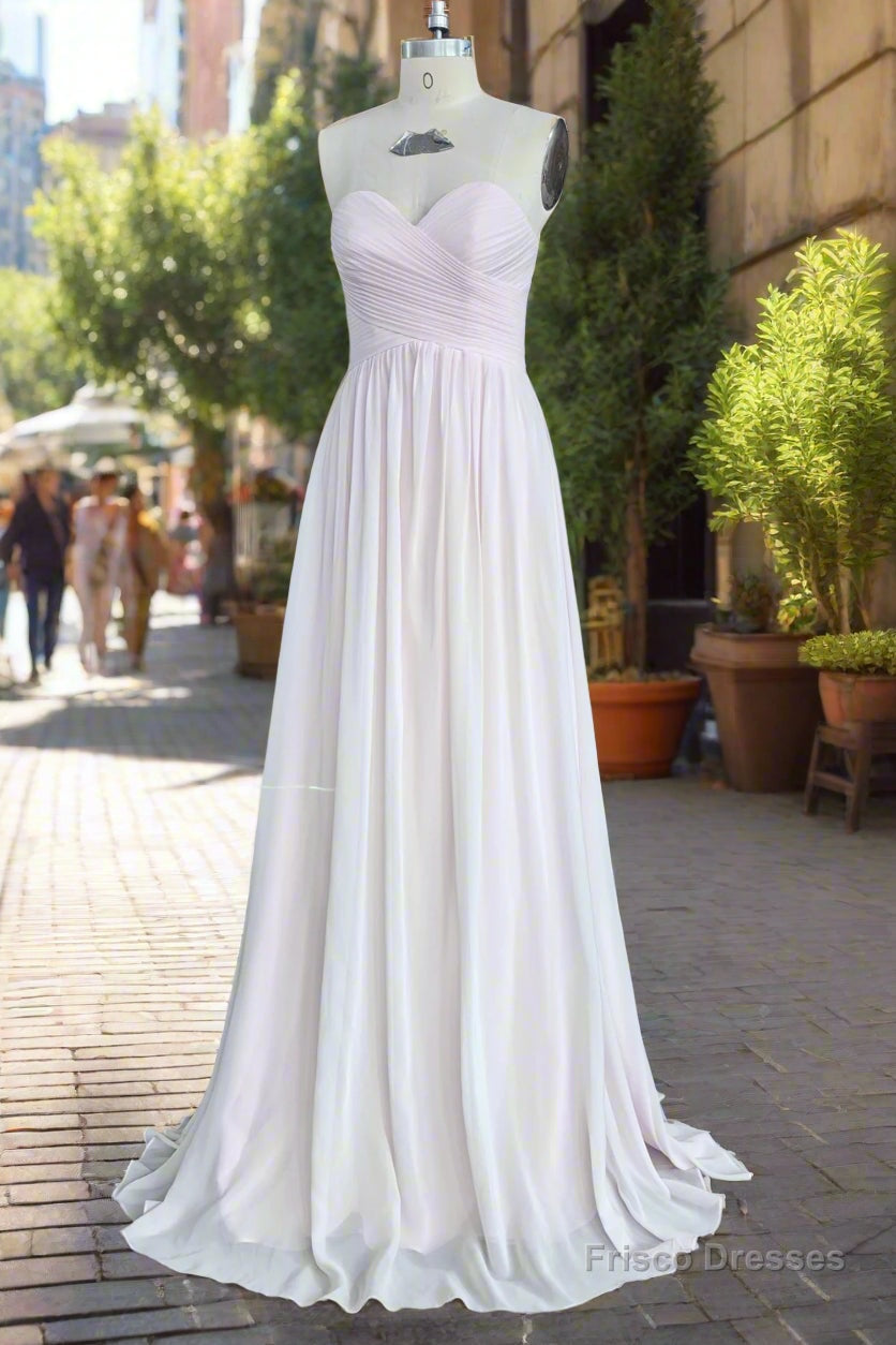A-line Chiffon Gown Sweetheart Strapless Ruffles Long Bridesmaid Dress Main image
