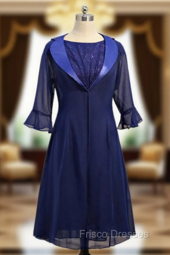 A-line Chiffon Lace Dark Blue Mother Of The Bride Dress Main image