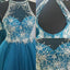 A-Line Chiffon Rhinestone Beads High Neckline Open Back Sweetheart Sequins Knee Length Homecoming Dress