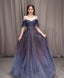 A-Line Dark Purple Tulle Long Prom Dress, Purple Formal Party Dresses