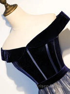 A-Line Elegant Floral Formal Prom Formal Evening Dress Off Shoulder Short Sleeve Sweep / Brush Train Tulle With Pleats Pattern / Print