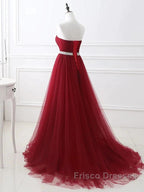 A-Line Elegant Quinceanera Formal Prom ValentineS Day Dress Strapless Sleeveless Chapel Train Satin With Crystals