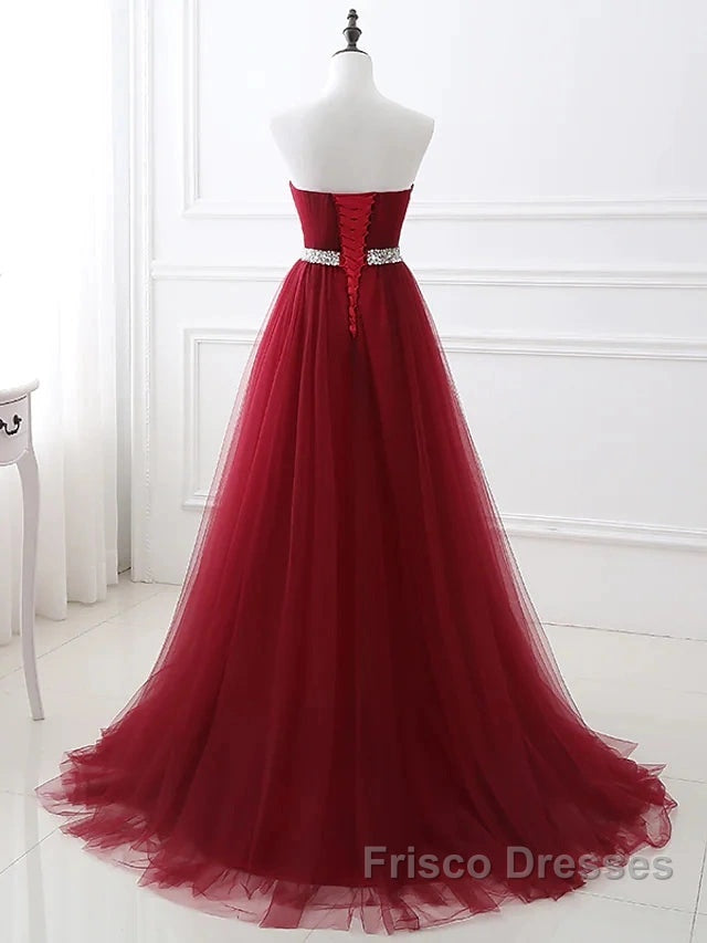 A-Line Elegant Quinceanera Formal Prom ValentineS Day Dress Strapless Sleeveless Chapel Train Satin With Crystals