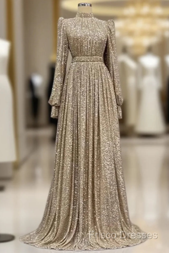 A-Line Formal Gown Elegant Dress Red Green Dress Black Tie Floor Length Long Sleeve Jewel Neck Fall Wedding Guest Sequined With Ruched Main image