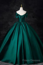 A-Line Formal Satin Floor Length V-Neck Formal Dress Elegant Formal Prom Dress
