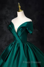 A-Line Formal Satin Floor Length V-Neck Formal Dress Elegant Formal Prom Dress