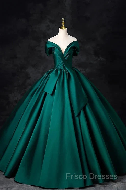 A-Line Formal Satin Floor Length V-Neck Formal Dress Elegant Formal Prom Dress