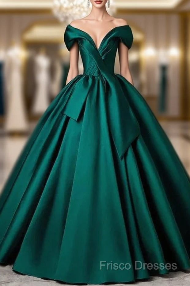 A-Line Formal Satin Floor Length V-Neck Formal Dress Elegant Formal Prom Dress Main image