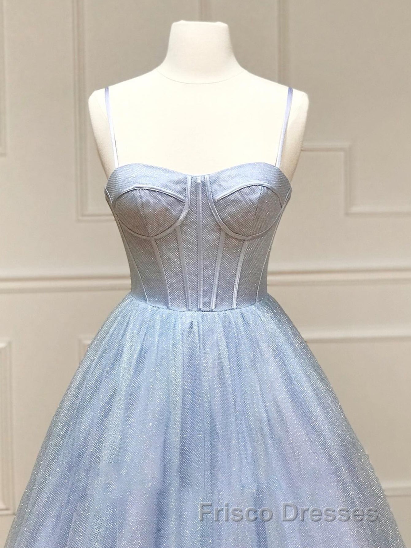 A Line Glitter Tulle Formal Prom Dress with Pockets