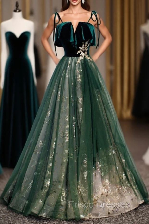 A-Line Glittering Engagement Formal Evening Dress Strap Sleeveless Floor Length With Sequin Main image