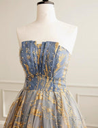 A-line Gradient Tulle Long Party Dress, Floor Length Formal Prom Dress