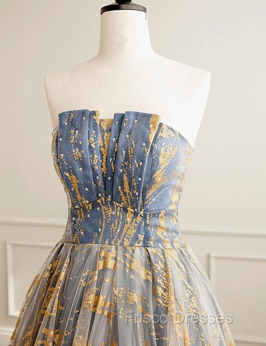 A-line Gradient Tulle Long Party Dress, Floor Length Formal Prom Dress