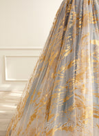 A-line Gradient Tulle Long Party Dress, Floor Length Formal Prom Dress