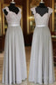 A-Line Gray Long Formal Prom Dress, Gray Lace Bridesmaid Dress