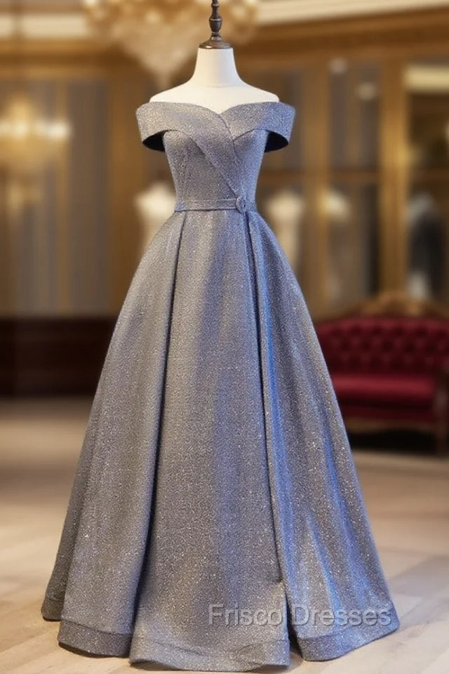 A-Line Gray Off the Shoulder Formal Formal Prom Dress Main image