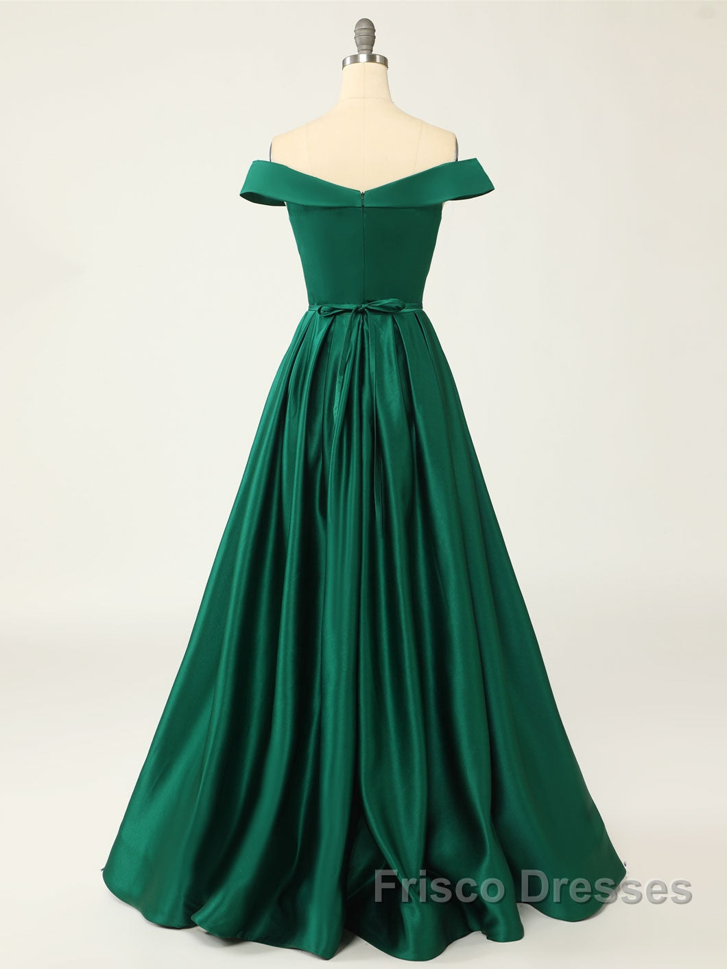 A-Line Green Off Shoulder Long Formal Prom Dress, Green Formal Evening Dress Secondary image