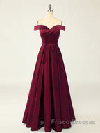 A-Line Green Off Shoulder Long Formal Prom Dress, Green Formal Evening Dress