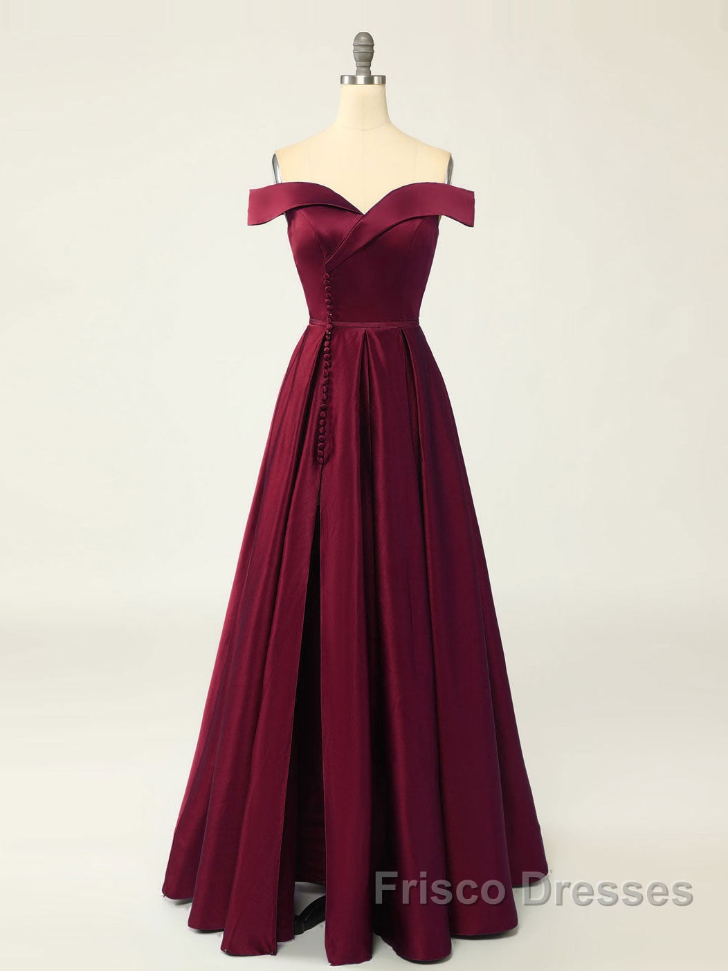 A-Line Green Off Shoulder Long Formal Prom Dress, Green Formal Evening Dress