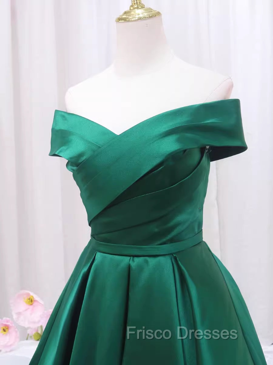 A-line Green Satin Sweetheart Formal Dress, Green Long Evening Dress Formal Prom Dress