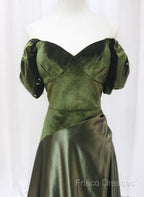 A-Line Green Sweetheart Velvet Long Party Dress, Green Formal Dress Formal Prom Dress