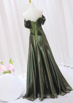 A-Line Green Sweetheart Velvet Long Party Dress, Green Formal Dress Formal Prom Dress