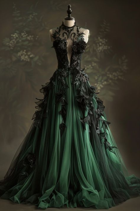 A Line Green Tulle Long Prom Dresses, Formal Graduation Evening Dresses Secondary image