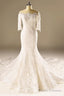 A-Line Half Sleeve Mermaid Lace Beaded Wedding Dress With Appliques