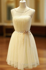 A-line Homecoming Dress Sleeveless Jewel Short/Mini Beading Customized Lace Up Dress