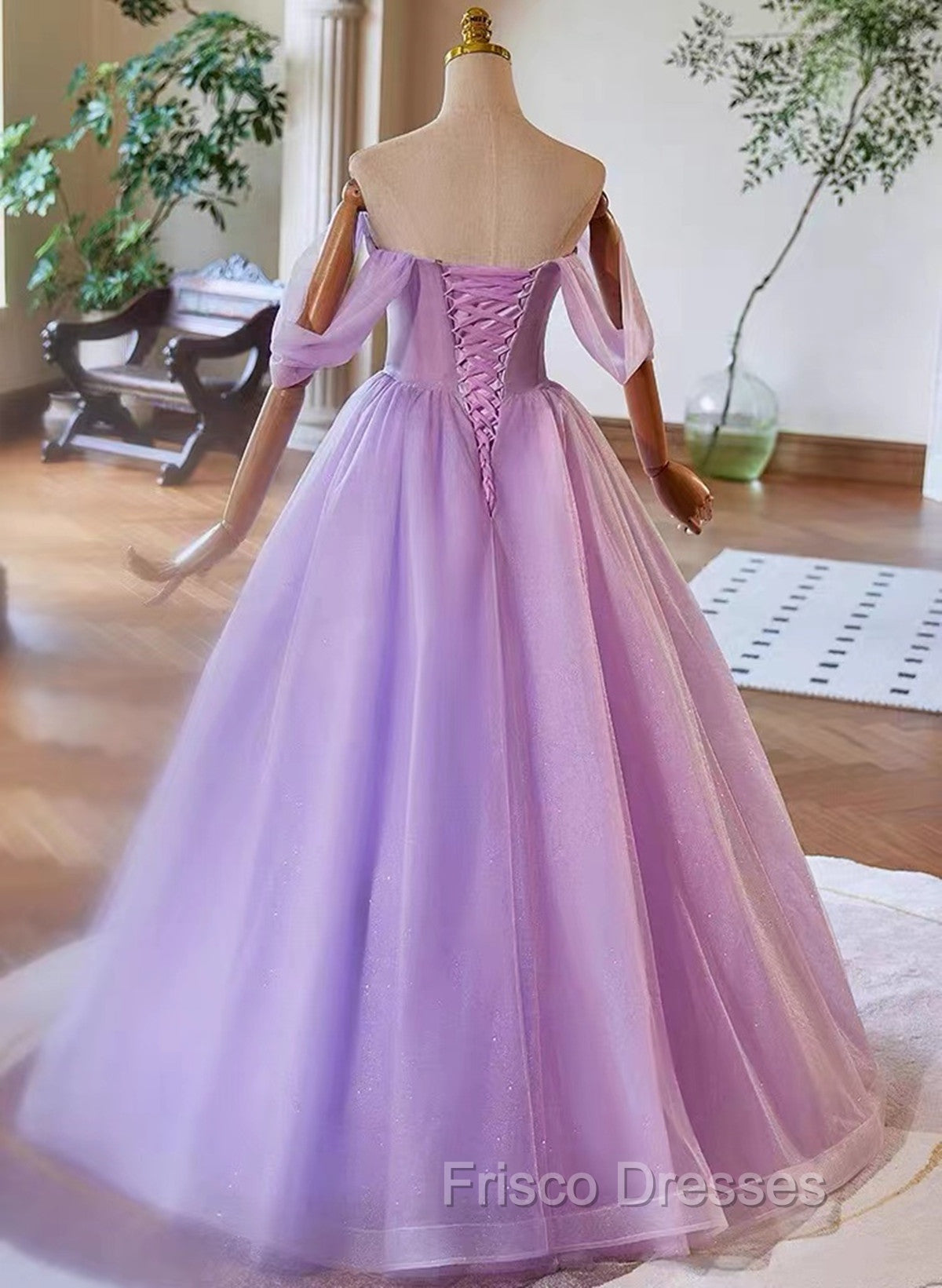 A-Line Light Purple Sweethart Lace Applique Party Dress, Purple Long Formal Prom Dress