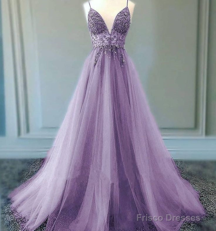 A line Lilac Long Prom Dresses Party Evening Gowns Main image
