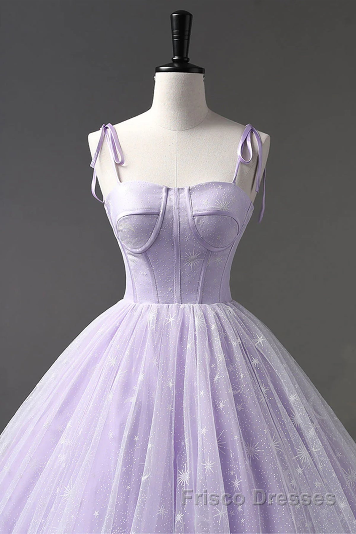 A Line Lilac Tulle Long Formal Prom Dresses, Lilac Long Formal Evening Dresses