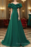 A-Line Off Shoulder Floor Length A-Line Long Formal Prom Dress, Green Sweetheart Party Dress