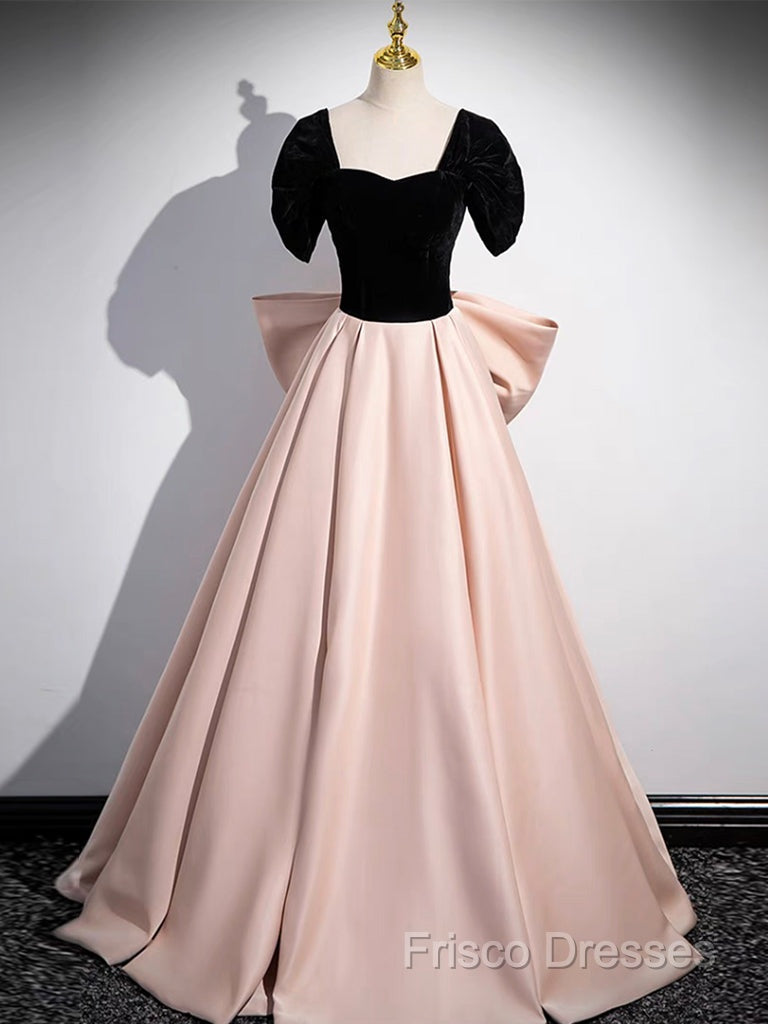 A-Line Off Shoulder Satin Champagne Long Formal Prom Dress, Champagne Long Formal Dress