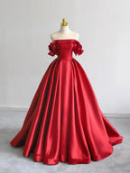 A-Line Off Shoulder Satin Dark Blue Long Prom Dress, Dark Blue Long Formal Dress